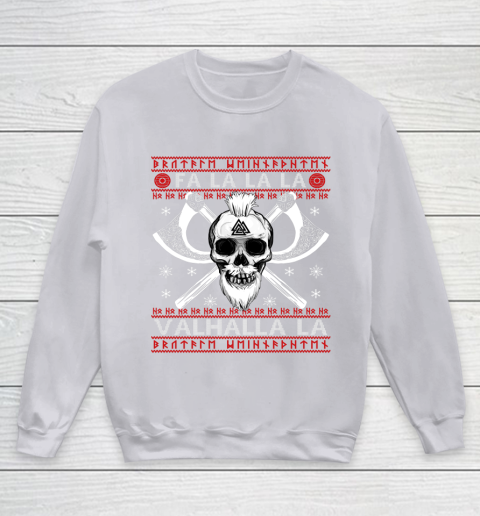 Ugly Christmas Sweater Fa La La Valhalla Viking Youth Sweatshirt 3