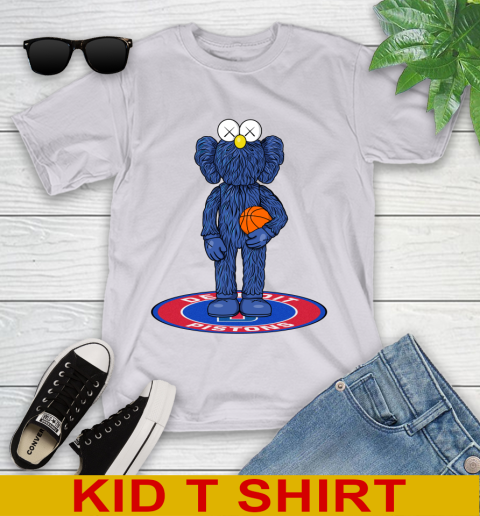 NBA Basketball Detroit Pistons Kaws Bff Blue Figure Shirt Youth T-Shirt 5