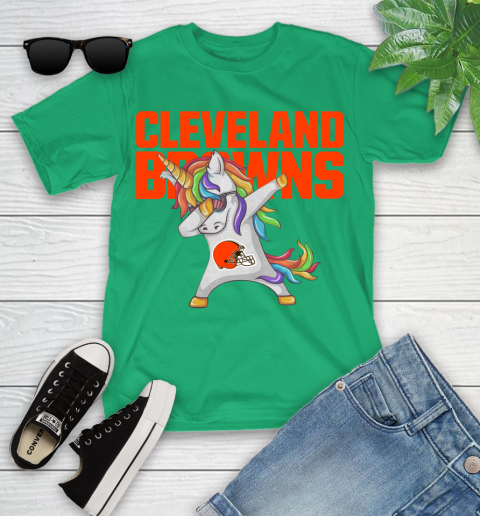 Cleveland Browns NFL Football Funny Unicorn Dabbing Sports Youth T-Shirt 6