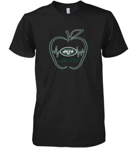 Apple Heartbeat Teacher Symbol New York Jets Premium Men's T-Shirt