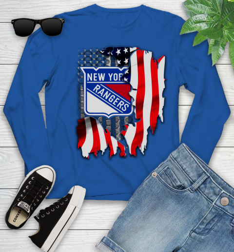 New York Rangers NHL Hockey American Flag Youth Long Sleeve 10