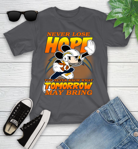 Los Angeles Chargers NFL Football Mickey Disney Never Lose Hope Youth T-Shirt 6