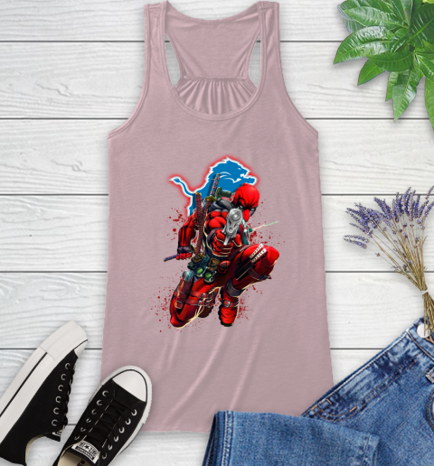 NFL Deadpool Marvel Comics Sports Football Detroit Lions Racerback Tank 11