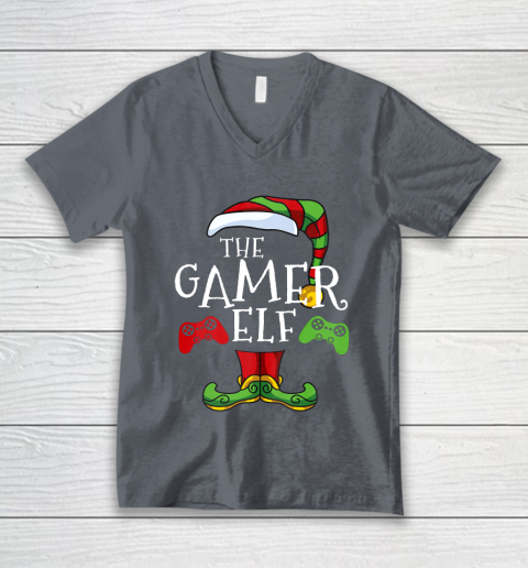 Gamer Elf Family Matching Christmas Funny Gaming Pajama V-Neck T-Shirt 4