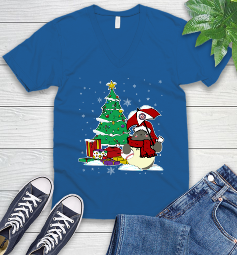 Washington Nationals MLB Baseball Cute Tonari No Totoro Christmas Sports V-Neck T-Shirt 5