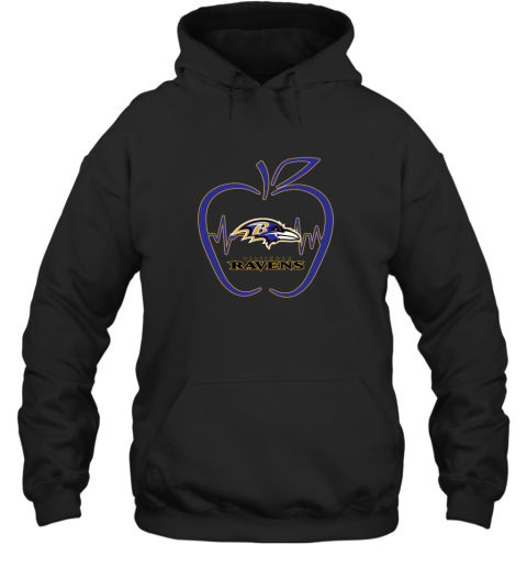 Apple Heartbeat Teacher Symbol Baltimore Ravens Hoodie