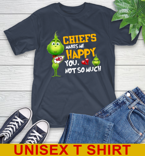 NFL Kansas City Chiefs Makes Me Happy You Not So Much Grinch Football Sports T-Shirt 3