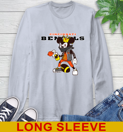 Cincinnati Bengals NFL Football Mickey Peace Sign Sports Long Sleeve T-Shirt 6