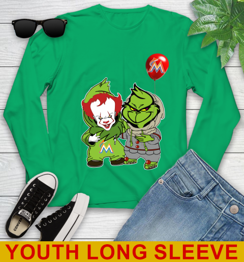 Baby Pennywise Grinch Christmas MLB Baseball Miami Marlins Youth Long Sleeve 7