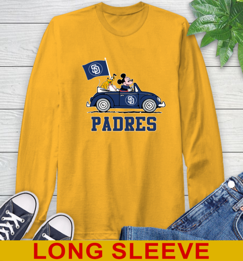 MLB Baseball San Diego Padres Pluto Mickey Driving Disney Shirt Long Sleeve T-Shirt 3