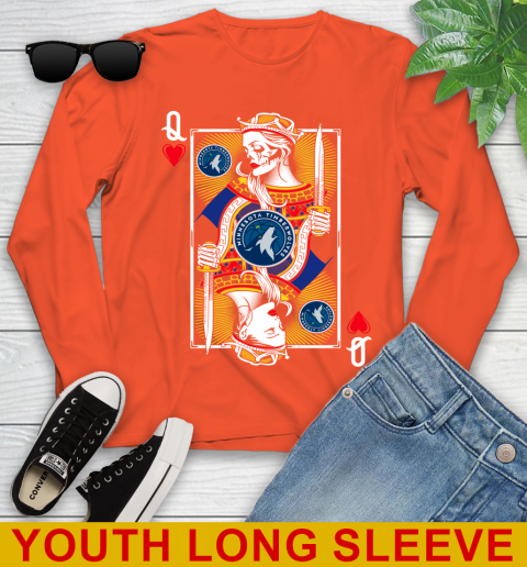 NBA Basketball Minnesota Timberwolves The Queen Of Hearts Card Shirt Youth Long Sleeve 3