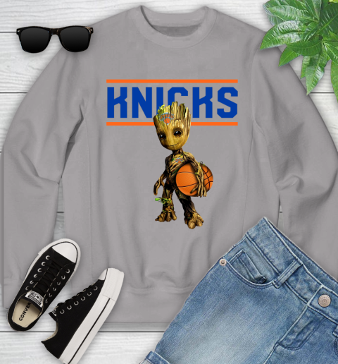 New York Knicks NBA Basketball Groot Marvel Guardians Of The Galaxy Youth Sweatshirt 4