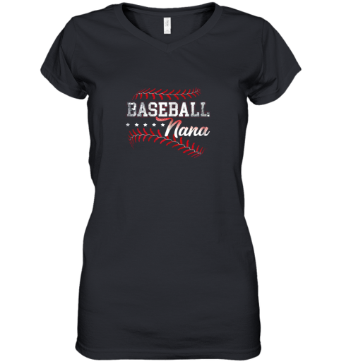 Baseball Nana Shirt Baseball Grandma Gift Shirts Women's V-Neck T-Shirt