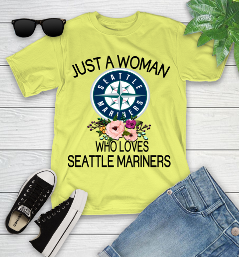 MLB Just A Woman Who Loves Seattle Mariners Baseball Sports Youth T-Shirt 5