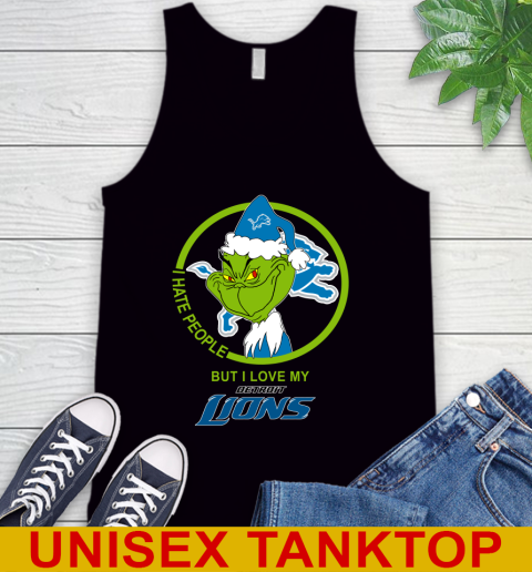 Detroit Lions NFL Christmas Grinch I Hate People But I Love My Favorite Football Team Tank Top 2