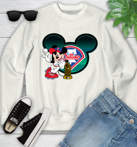 MLB Philadelphia Phillies The Commissioner's Trophy Mickey Mouse Disney Youth Sweatshirt