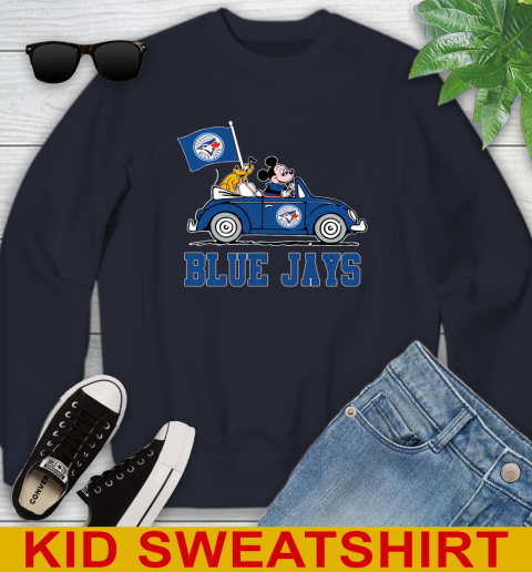 MLB Baseball Toronto Blue Jays Pluto Mickey Driving Disney Shirt Youth Sweatshirt 3