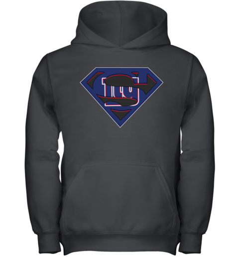 NFL New York Giants LOGO Superman jouv nfl new york giants logo superman youth hoodie 43 front black