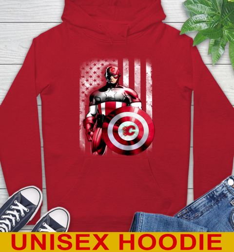 Calgary Flames NHL Hockey Captain America Marvel Avengers American Flag Shirt Hoodie 11 Calgary Flames NHL Hockey Captain America Marvel Avengers American Flag Shirt Hoodie - Image 11