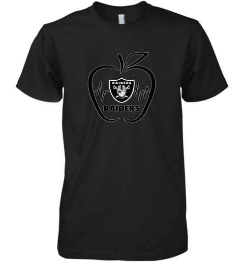 Apple Heartbeat Teacher Symbol Oakland Raiders Premium Men's T-Shirt
