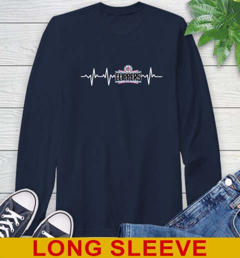 LA Clippers NBA Basketball Heart Beat Shirt Long Sleeve T-Shirt 3