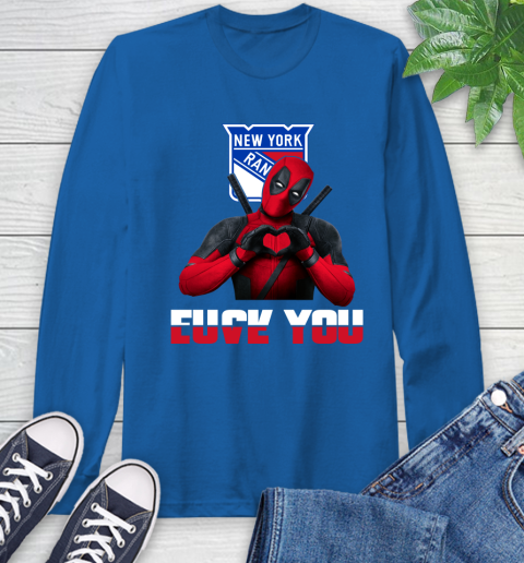 NHL New York Rangers Deadpool Love You Fuck You Hockey Sports Long Sleeve T-Shirt 10