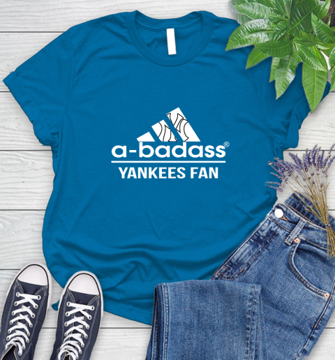MLB A Badass New York Yankees Fan Adidas Baseball Sports Women's T-Shirt 10