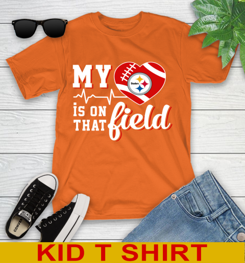 NFL My Heart Is On That Field Football Sports Pittsburgh Steelers Youth T-Shirt 8