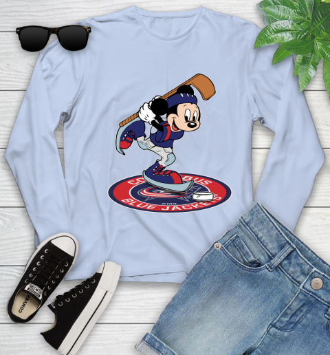NHL Hockey Columbus Blue Jackets Cheerful Mickey Disney Shirt Youth Long Sleeve 9
