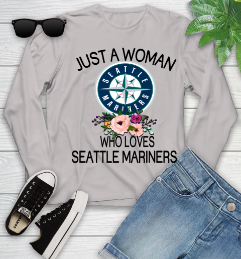 MLB Just A Woman Who Loves Seattle Mariners Baseball Sports Youth Long Sleeve 9