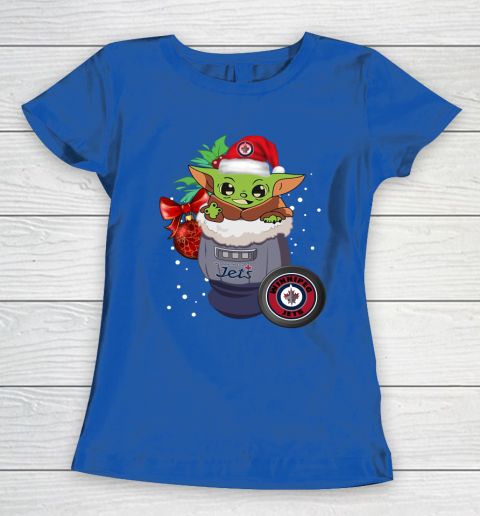 Winnipeg Jets Christmas Baby Yoda Star Wars Funny Happy NHL Women's T-Shirt 9