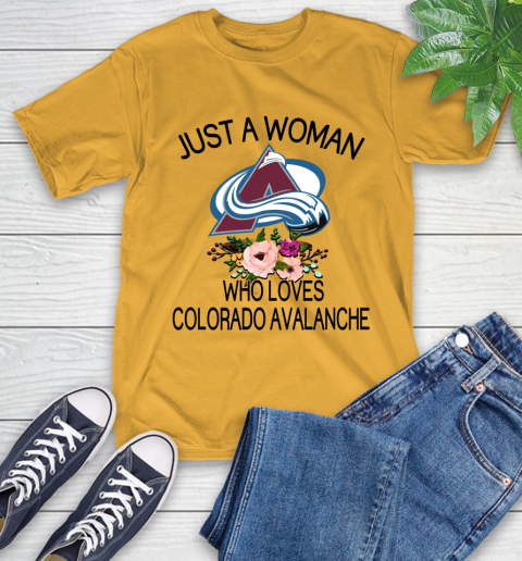 NHL Just A Woman Who Loves Colorado Avalanche Hockey Sports T-Shirt 2