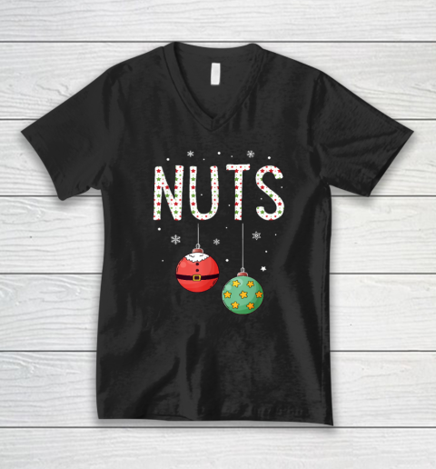 Chest Nuts Matching Christmas Funny Couples V-Neck T-Shirt