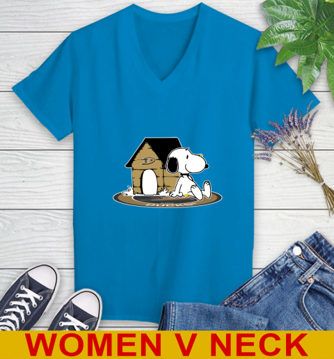 NHL Hockey Anaheim Ducks Snoopy The Peanuts Movie Shirt Women's V-Neck T-Shirt 8