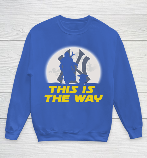 New York Yankees MLB Baseball Star Wars Yoda And Mandalorian This Is The Way Youth Sweatshirt 6