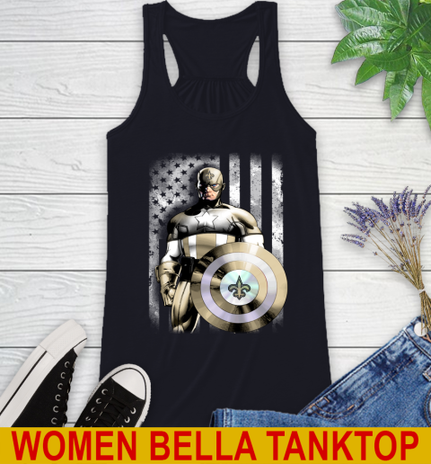 New Orleans Saints NFL Football Captain America Marvel Avengers American Flag Shirt Racerback Tank 8
