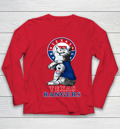 MLB Baseball My Cat Loves Texas Rangers Youth Long Sleeve 8