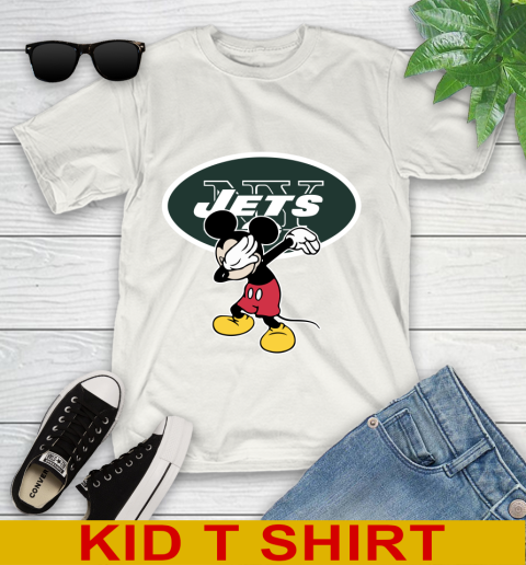 New York Jets NFL Football Dabbing Mickey Disney Sports Youth T-Shirt
