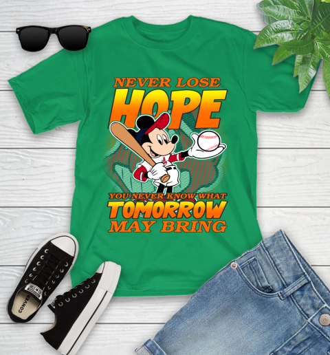Cleveland Indians MLB Baseball Mickey Disney Never Lose Hope Youth T-Shirt 8