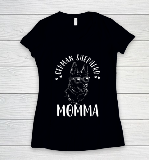 Dog Mom Shirt German Shepherd Momma Dog Mom Mama Gift Women's V-Neck T-Shirt