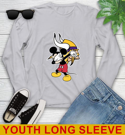 Minnesota Vikings NFL Football Dabbing Mickey Disney Sports Youth Long Sleeve - Image 7