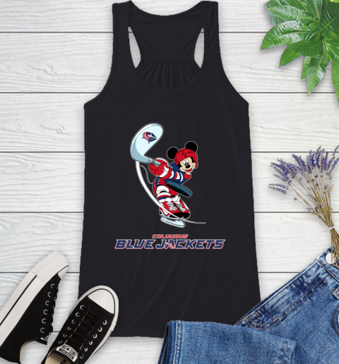 NHL Hockey Columbus Blue Jackets Cheerful Mickey Mouse Shirt Racerback Tank
