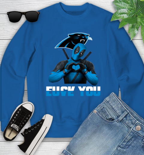 NHL Carolina Panthers Deadpool Love You Fuck You Football Sports Youth Sweatshirt 7