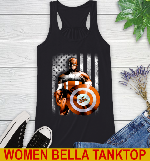 Baltimore Orioles MLB Baseball Captain America Marvel Avengers American Flag Shirt Racerback Tank