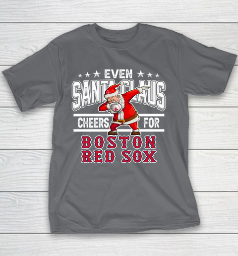 Boston Red Sox Even Santa Claus Cheers For Christmas MLB Youth T-Shirt 5