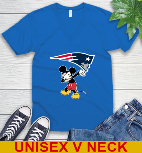 New England Patriots NFL Football Dabbing Mickey Disney Sports V-Neck T-Shirt 6