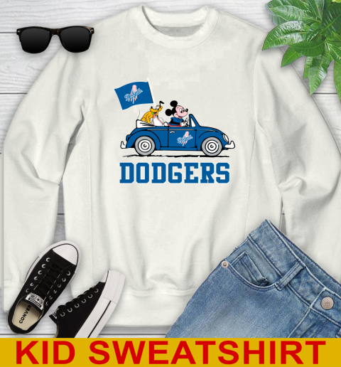 MLB Baseball Los Angeles Dodgers Pluto Mickey Driving Disney Shirt Youth Sweatshirt