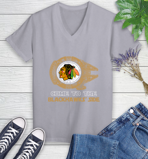 NHL Come To The Chicago Blackhawks Wars Hockey Sports Women's V-Neck T-Shirt 4