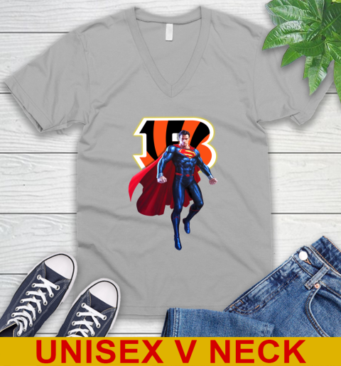 NFL Superman DC Sports Football Cincinnati Bengals V-Neck T-Shirt 4