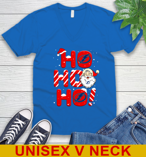 Tampa Bay Lightning NHL Hockey Ho Ho Ho Santa Claus Merry Christmas Shirt V-Neck T-Shirt 5